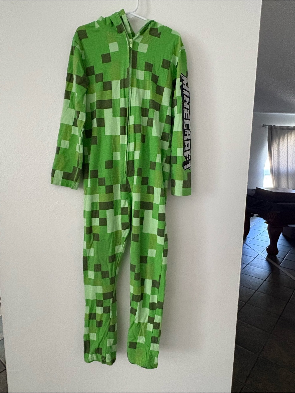 Green Pixel-Pattern Kids Hooded Onesie Costume
